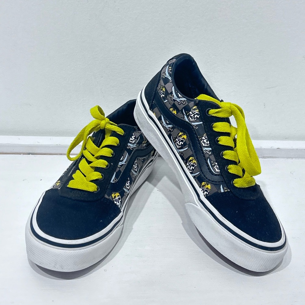 Vans Ward Youth 13 Pirate Check Black‎ White Sneakers Yellow Laces Rare Sample
